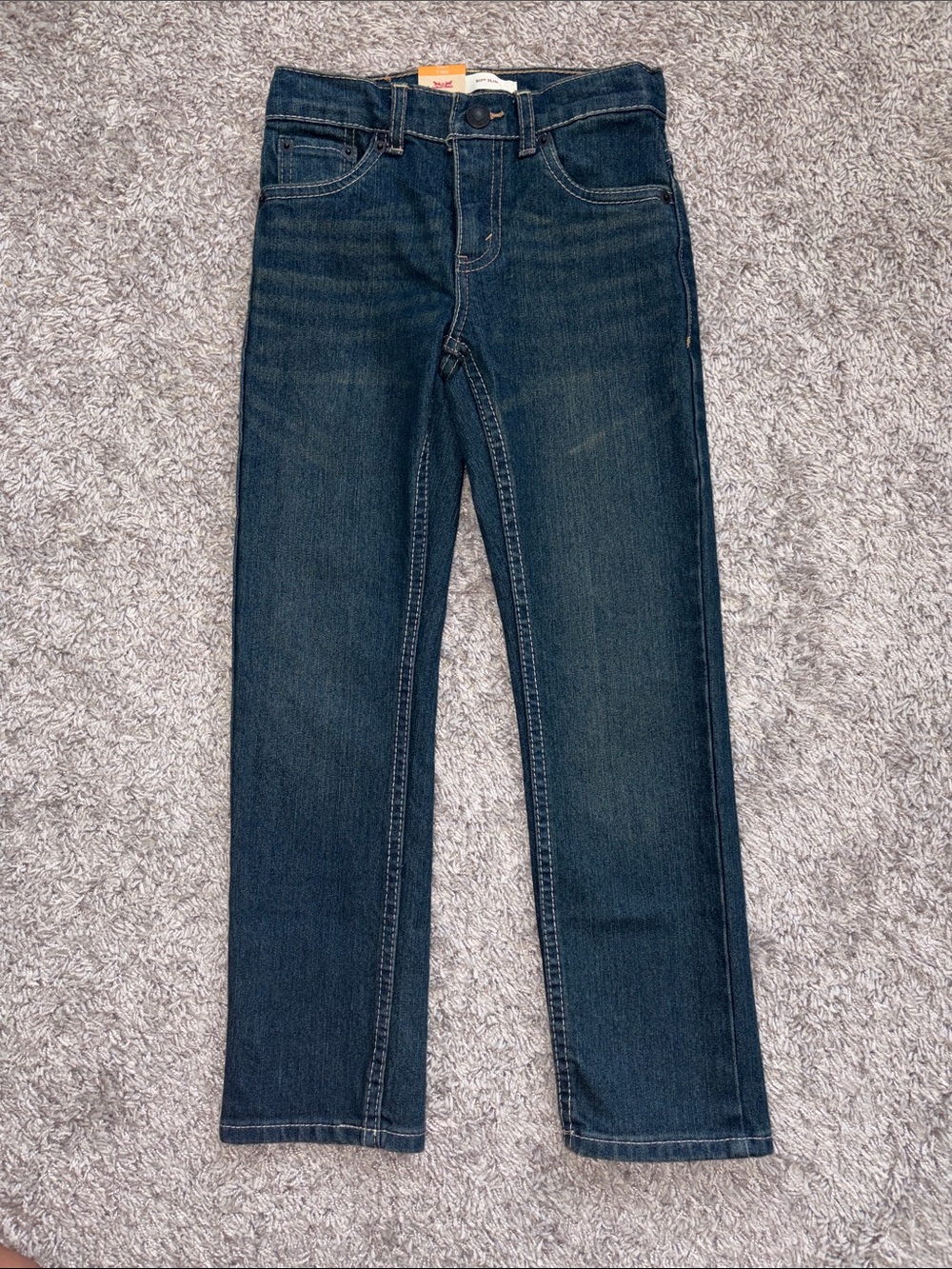 Levi's Straight Leg Slim Jeans in Dark Blue Denim boys size 6-7.